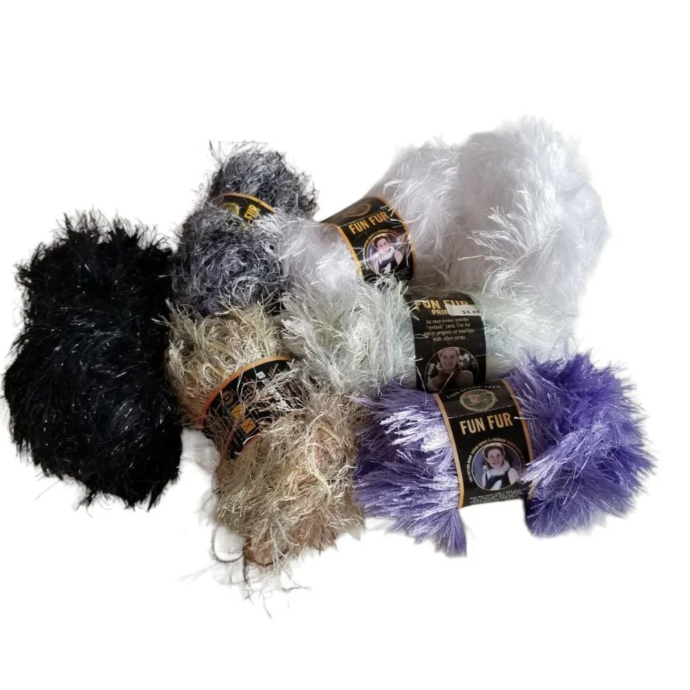 Lion Brand Fun Fur Fancy Fur Various Colors 7 Skeins Lavender Glacier Sandstone